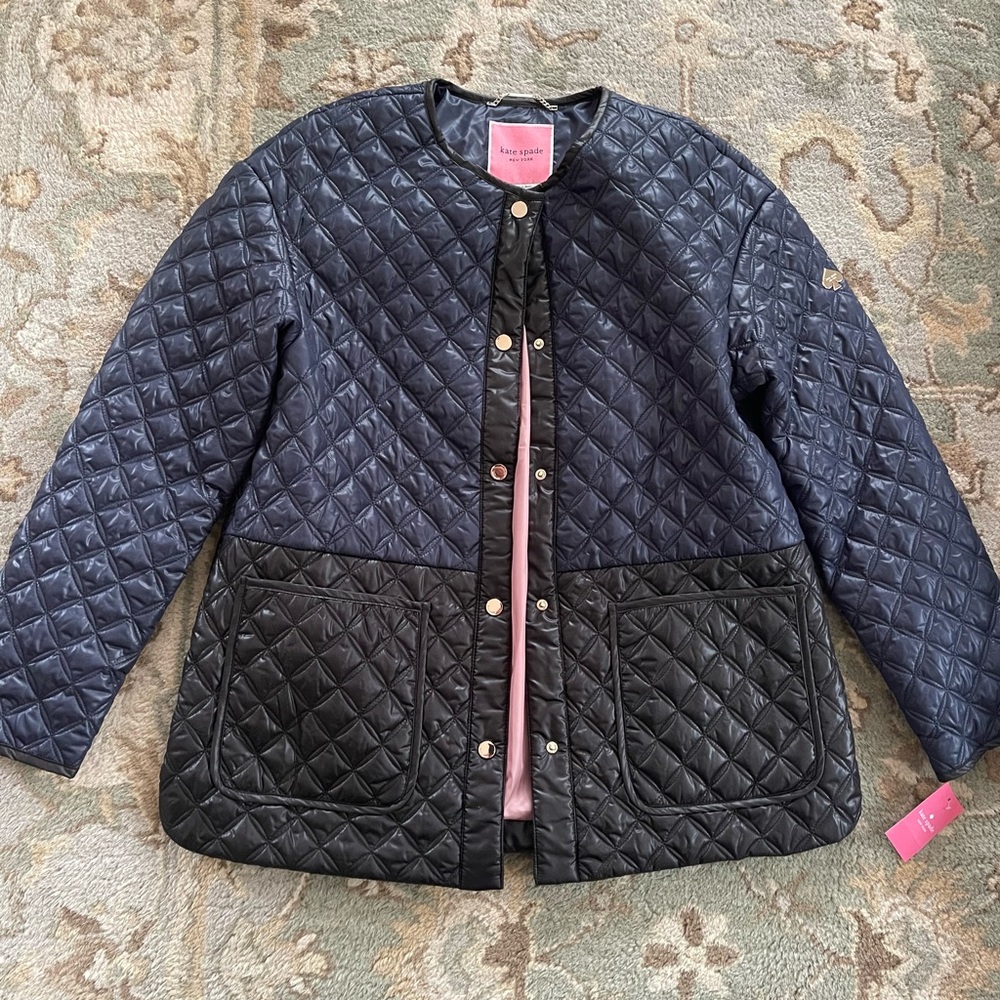 Kate Spade New York Color Block Quilted Coat Size Small Retails $329